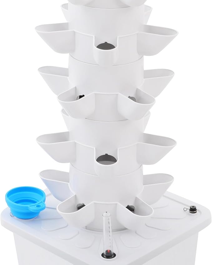 Hydroponic Growing System, 7-Tier 35-Plant Vegetable Planter Tower Outdoor Indoor Garden Vertical Planter Germination Kit with Water Pump & Intelligent Water Circulation for Gardening Lover