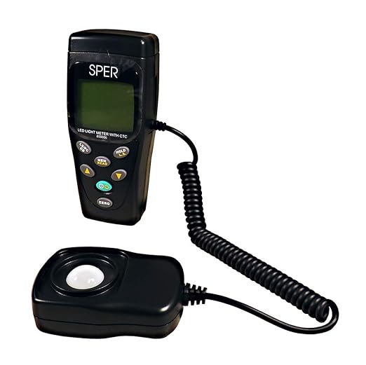 Sper Scientific LED Light Meter with Color Temperature Compensation 850006 - Accurate Lux & Foot Candle Readings for LED & Incandescent Lighting w/Adjustable Modes for Professional Lighting Analysis