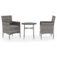 HKTMGDNG 3-Piece Patio Dining Set PE Rattan Bistro Table Chairs Gray