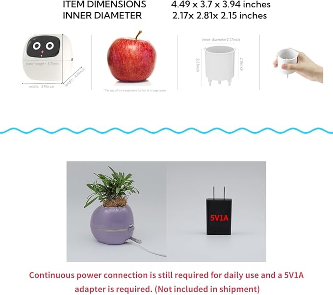 Odpaltoy Smart Plant Pot with Expression, AI Intelligent Flower Pot for Indoor Decoration, Smart Garden Pot with Water/Light/Temperature Sensors, Ivy AI Planter ((Yellow)