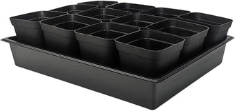 3.5 inch (9CM) Square Nursery Pots 60pcs, Sturdy Seedlings Trays 5 Pcs, Seeds Starter Germination Tray, Microgreenings Planter Nursery Propagation 5 Sets