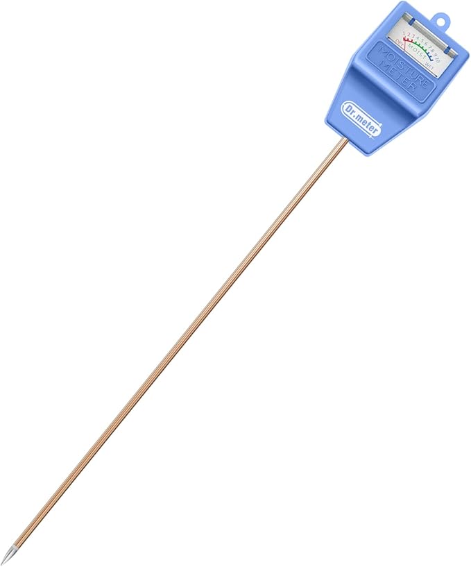 Dr.meter Soil Moisture Meter Tester for Plants, Long Probe Hygrometer Moisture Sensor for Houseplants Indoor Outdoor Garden Lawn Use - Plant Water Gauge Meter, No Battery Needed, Gardening Gifts, Blue