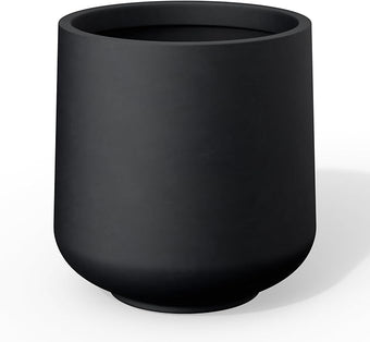 Kante 11.6" Dia Round Concrete Planter, Outdoor Indoor Large Plant Pots Containers with Drainage Hole and Rubber Plug for Home Garden Patio, Black