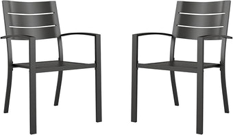 MFSTUDIO Patio Dining Chairs Set of 2, Stackable Metal Outdoor Chairs Set, Outdoor Wrought Iron Dining Chairs for Bistro Balcony Deck Yard, Black