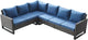 Belord Outdoor Sectional Sofa 6 Seater L Shaped Couch Wicker Patio Conversation Furniture Set Rattan Outdoor Furniture with Removable Washable Cushion, Brown/Blue