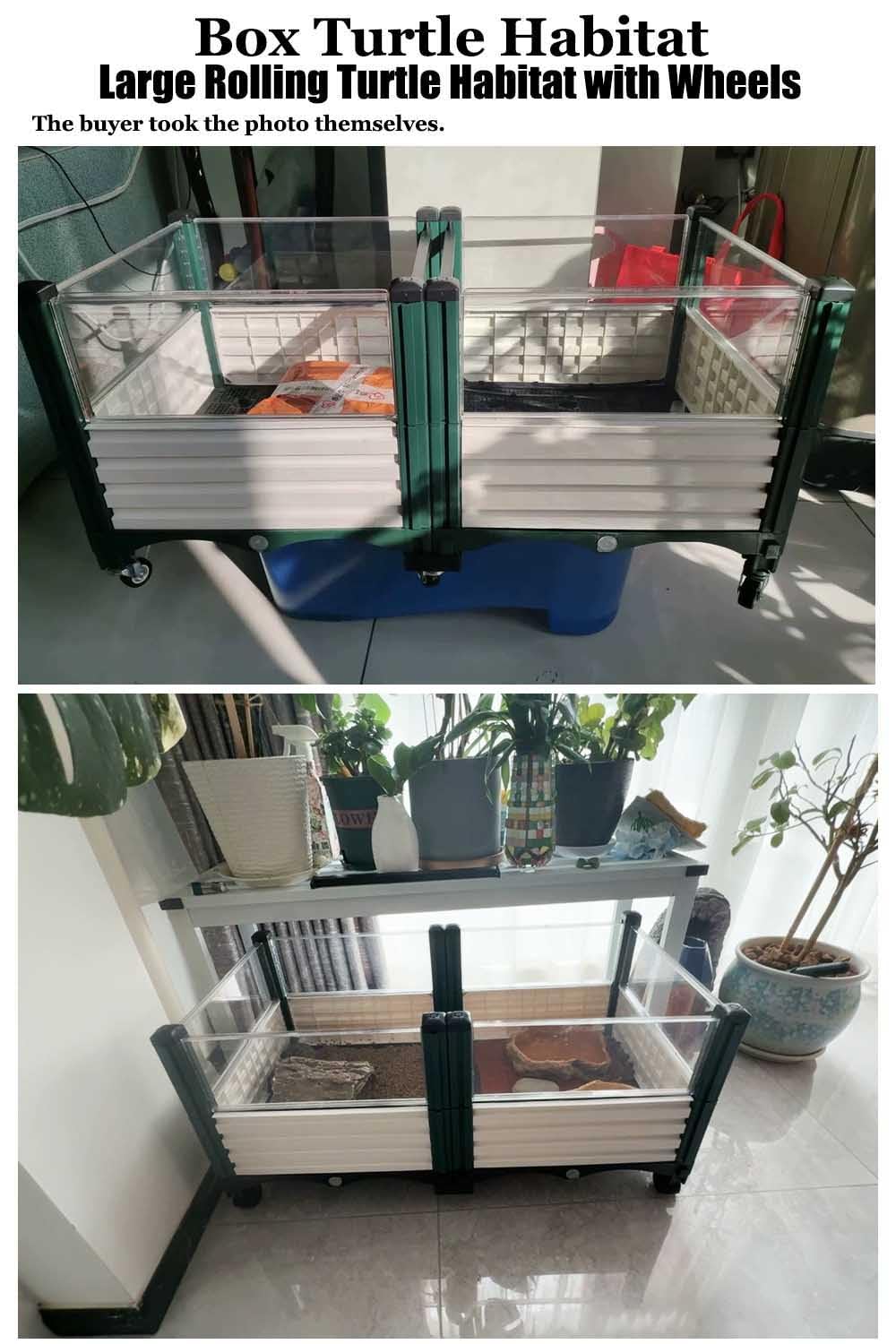 Modular Raised Garden Bed Turtle Enclosure, Large Rolling Reptile Habitat