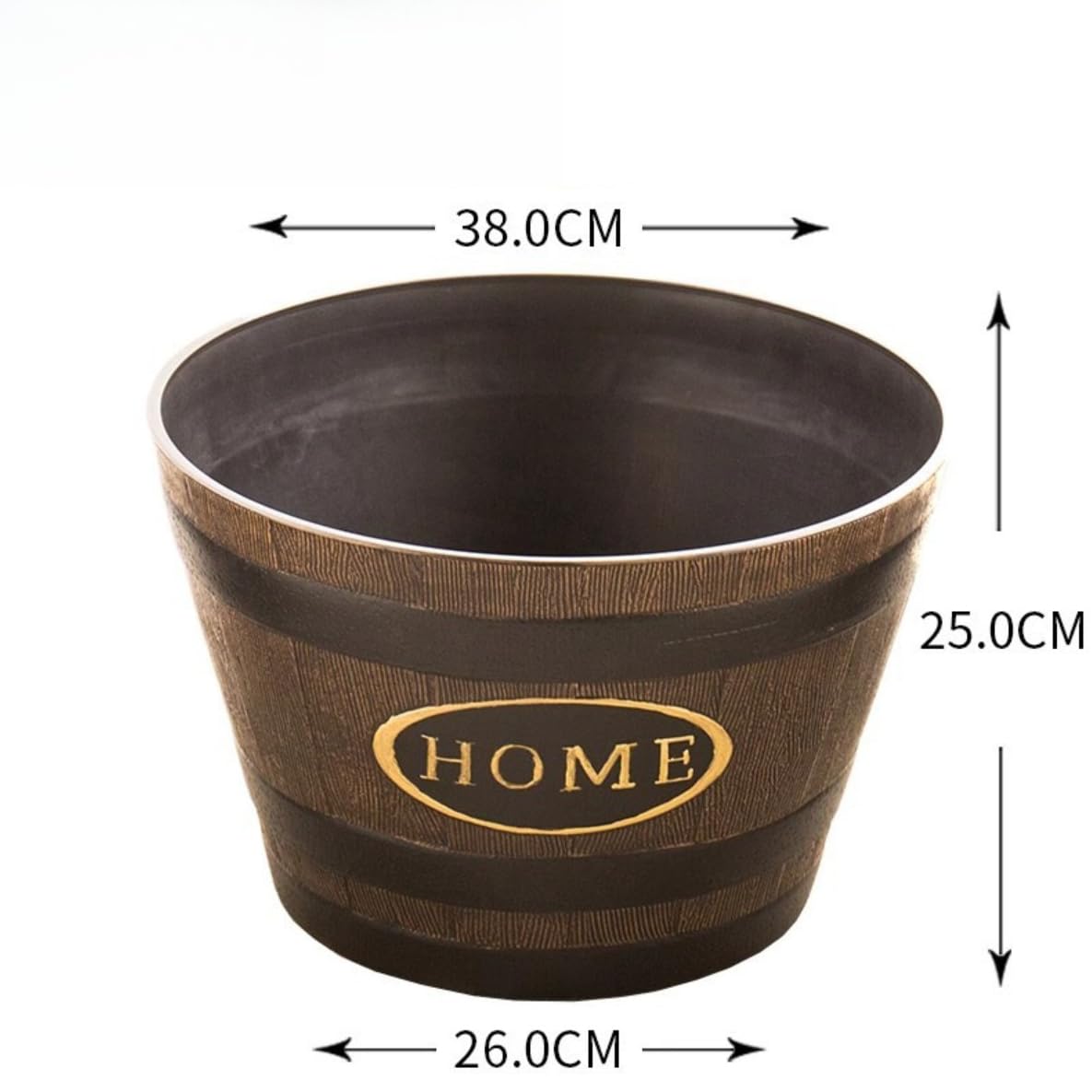 PotSonntag 15 inch Whiskey Barrel Planter (Walnut Brown)