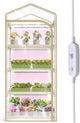 Mini Indoor Greenhouse with Grow Light,4 Tiers Plant Shelf with 1.6FT 20W Full Spectrum Grow Light with Timer for Seed Starting, Ventilation Window & Bottom Pouch, 27" L x 19" W x 63" H