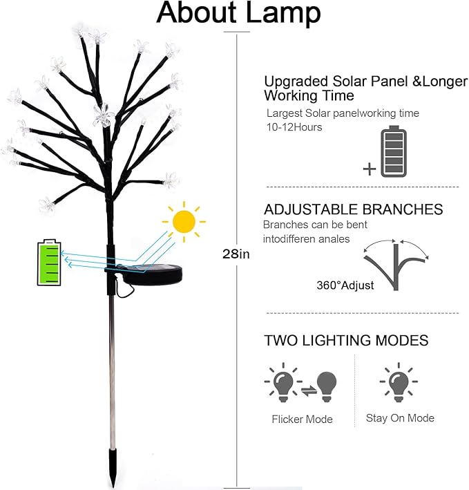IUEECEN Solar Garden Lights Waterproof, Solar Lights Outdoor Decorative 4Pack,80Led Solar Powered Flowers Garden Decor,Fairy Lights Yard,Pathway,Outside Decorations,Gardening Gifts for Women Mom