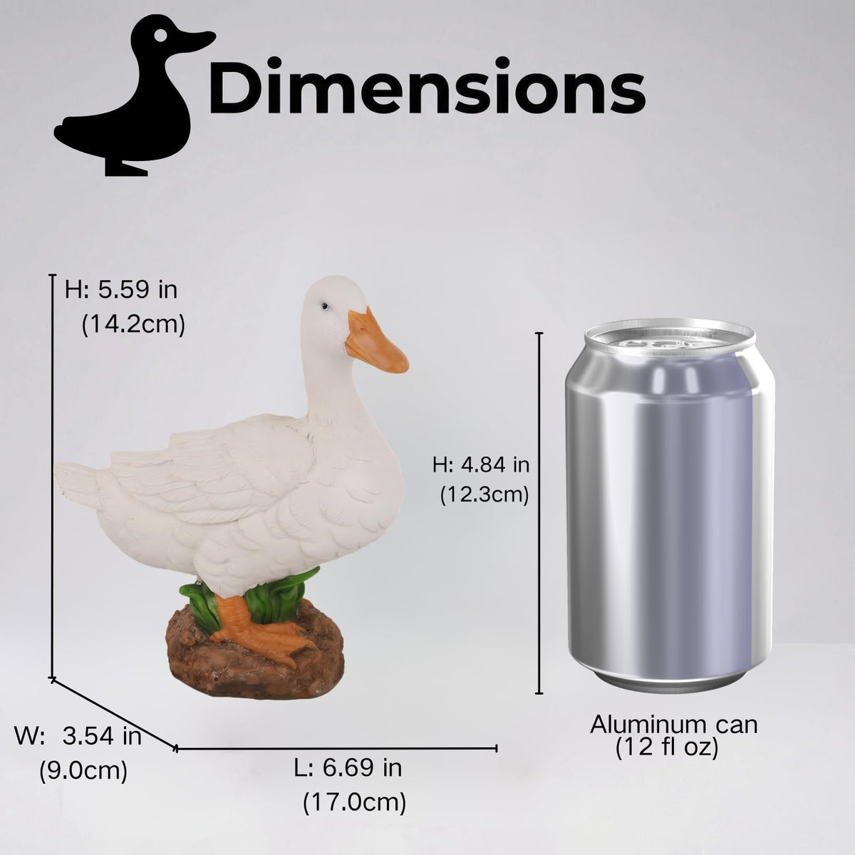 AshyAtom 5.6''(H) Porch White Duck Garden Statue Outdoor Decor