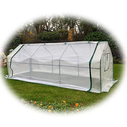 GDMING Tunnel Greenhouse, Plant Insulation Shed with Mesh Layer Sturdy Steel Frame Waterproof PE Cover Flower Shelter for Perfect for Garden Backyard Grow Vegetables and Flowers