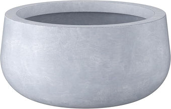 Kante 19.6" Dia Round Concrete Planter, Outdoor Indoor Garden Plant Pots with Drainage Hole and Rubber Plug, Modern Curvaceous Design, Slate Gray