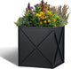SUNNYPARK Large Metal Planter Box 17”x 17”x 18”, Square Modern Black Metal Planter Box Heavy Duty with Drainage Holes for Outdoor Garden Patio