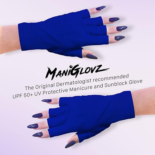 ManiGlovz - The Original UPF 50+ UV Light Protective Nail Gloves | Gel Manicure Gloves and Anti UV Fingerless Gloves for Women | Can be Used as Sun Protection Gloves for Driving | Nude