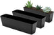 GREANER 3PCS 16x3.8 Inch Window Boxes Planters, Black Rectangle Planters Box with Drainage Holes and Trays, Herb Succulents Flowers Plastic Pot for Windowsill, Garden, Balcony, Indoor, Outdoor Decor