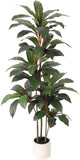 Artificial Dracaena Tree 5 FT, Fake Tree with White Planter, Faux Yucca Silk Floor Plants Indoor, Artificial Trees for Home Office Decor Indoor Outdoor Housewarming Gift