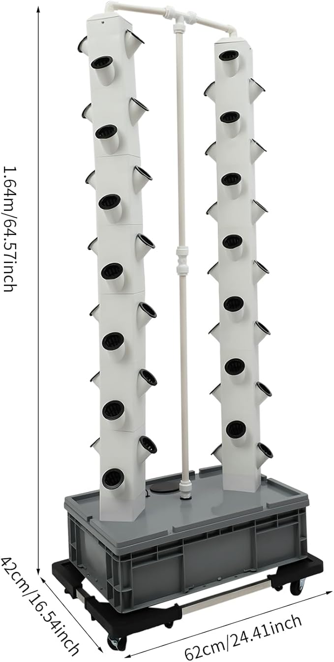 Hydroponic Growing System, 56-Plant Vegetable Planter Tower Outdoor Indoor Garden Vertical Planter Germination Kit with Water Pump, Intelligent Water Circulation & Timer Function for Gardening Lover
