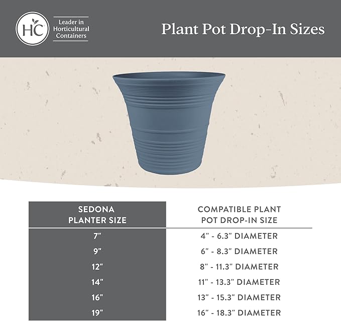 The HC Companies 14 Inch Sedona Round Self Watering Planter Pots, Lightweight UV-Resistant Plastic Indoor & Outdoor Planters, 2-Pack Flower Pots for Garden & Home Decor, Wild Red