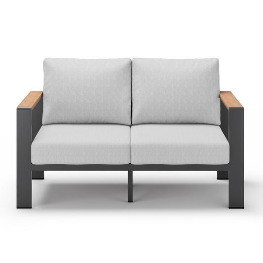 ComfCove Aluminum Outdoor Patio Furniture Loveseat, All Weather Patio Conversation Sets with Washable Thick Cushion, Morden Patio Furniture Set for Porch, Balcony, Deck, Yard,Gray