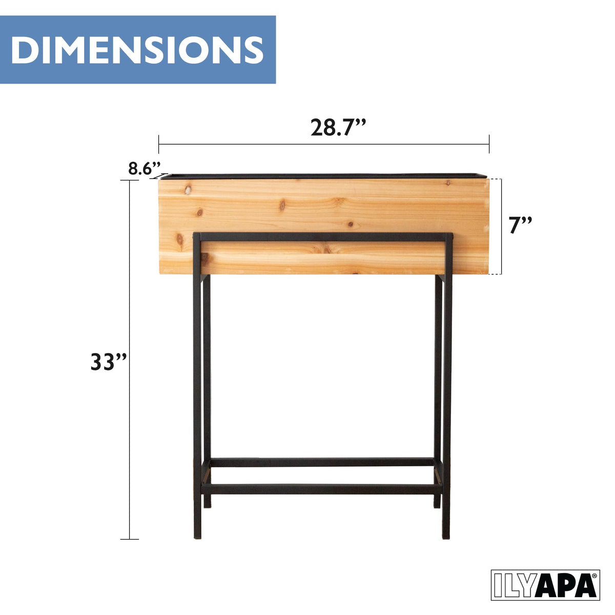 Ilyapa Raised Garden Bed with Legs, 33 x 29 x 7 Inch - Metal & Wood