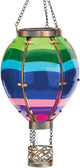 Regal Art & Gift Hot Air Balloon Solar Lantern – Hanging Solar-Powered LED Lights, Waterproof Portable Decorative Outdoor Lamp Made of Metal & Glass for Garden, Patios & Pathway – Stripe (Small)