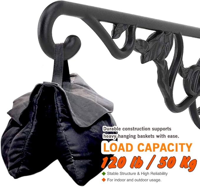 Heavy Duty Hanging Plant Brackets, 2pcs 13 Inch Hand Forged Iron Wall Mount Bracket Durable Rust-Resistant Plant Hanger Hook for Hanging Plants Bird Feeder Lantern Wind Chimes