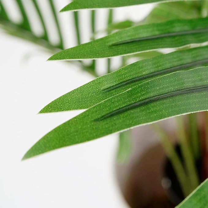 Artificial Tree in Modern Polygon Pattern Effect Planter, Fake Areca Tropical Palm Silk Tree for Indoor and Outdoor Home Decoration - 66" Overall Tall (Plant Pot Plus Tree)