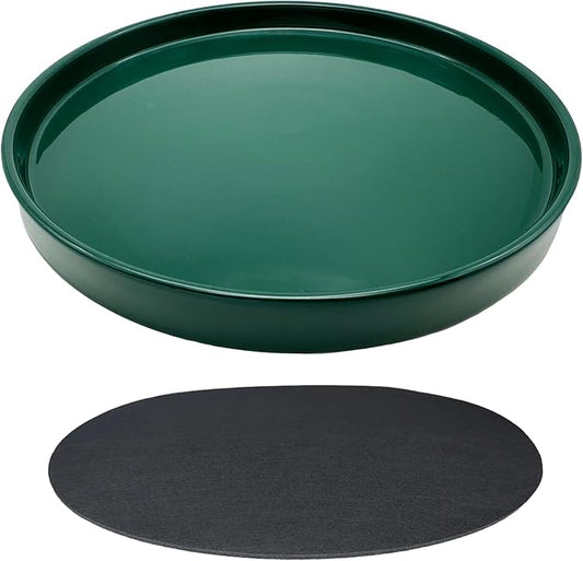 Ceramic Plant Saucer Pot Tray 12 Inch, Planter Saucers 4 5 6 7 8 9 10 11 12 13 Inch for Indoors Outdoor, Durable Sturdy Flower Drainage drip Water Tray for Glazed Pots Base (12.7 Inch-Green)