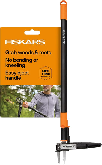 Fiskars 3-Claw Stand Up Weed Puller Tool, Gardening Weeder, Hand Weeding Tool with 39" Long Ergonomic Handle with Easy-Eject Mechanism