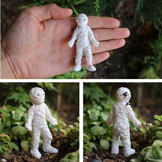 Halloween Miniatures Fairy Garden House Accessories Set Fairy Garden Figurines Mini Town Decor Vintage Retro Statue Ornament Outdoor Decoration (Mummy S)