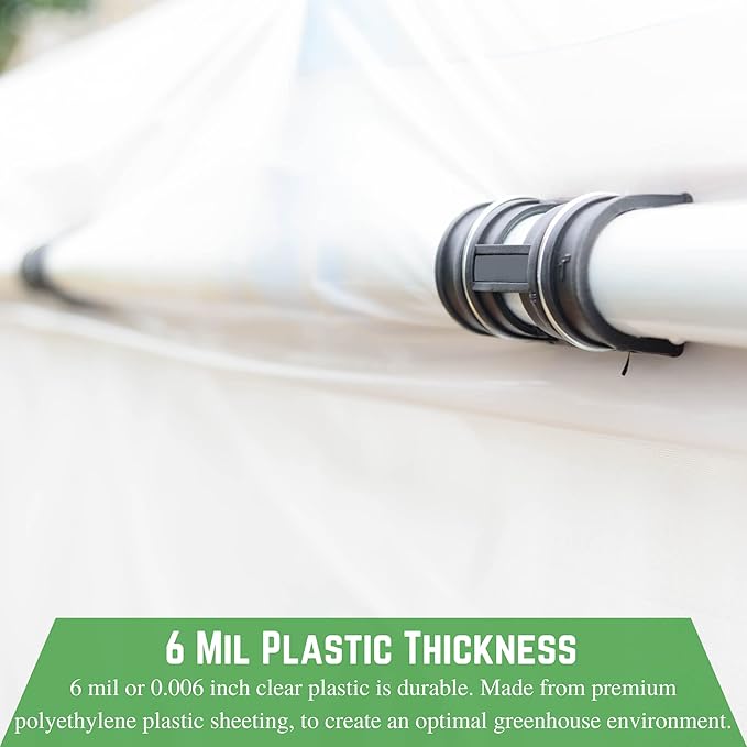 Farm Plastic Supply - Clear Greenhouse Plastic Sheeting - 6 mil - (15' x 50') - 4 Year UV Resistant Polyethylene Greenhouse Film, Hoop House Green House Cover for Gardening, Farming, Agriculture