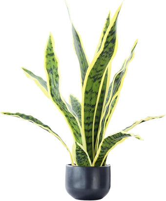 Beebel Artificial Snake Plant 22" Fake Sansevieria Potted Plants Plastic Greenery Perfect Faux Agave Plant for Home Garden Office Store Decoration