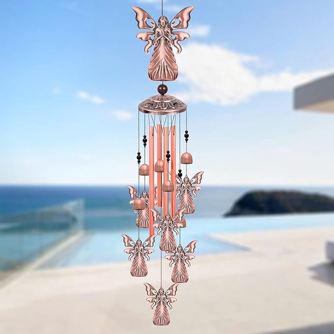 Outdoor Angel Wind Chimes, Gifts for Mom & Grandma & Family, Music Wind Catcher, Mobile Angels Ornaments, Memorial Windchime, Blessing Wind Bells for Indoor,Home,Balcony,Lawn,Yard, Garden Decoration