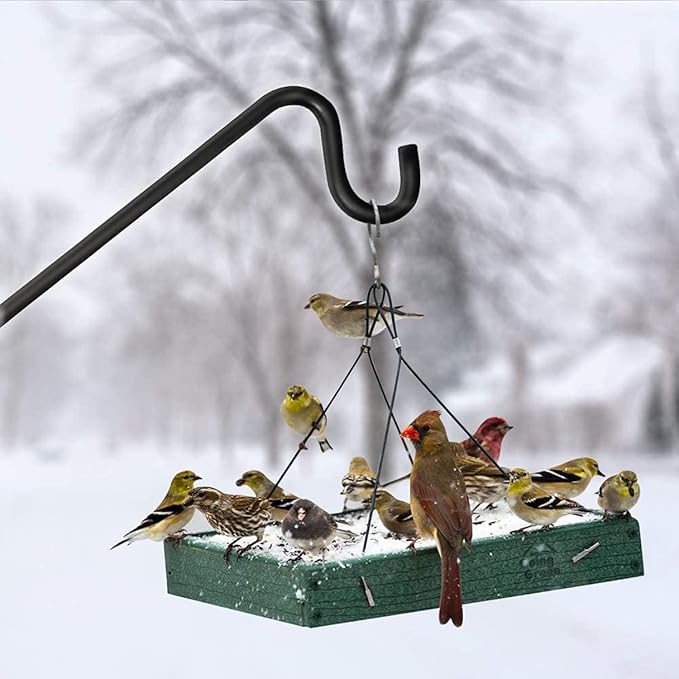 2 Packs Extended Fence Deck Heavy Duty Bird Feeder Hook, 360 Degree Rotary and Length Adjustable Plant Bracket for Bird Feeders Planters Suet Baskets Lanterns Wind Chimes and More