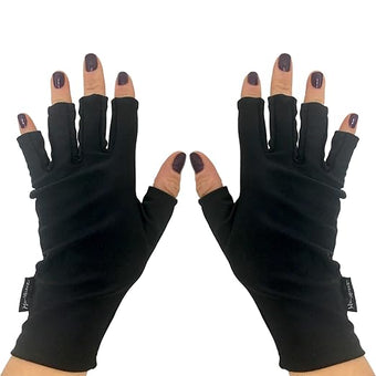 ManiGlovz -The Original Dermatologist Recommended UPF 50+ UV Protective Manicure and Sunblock Fingerless Gloves, Sun Protection, Driving and Gel Manicure Gloves in Black