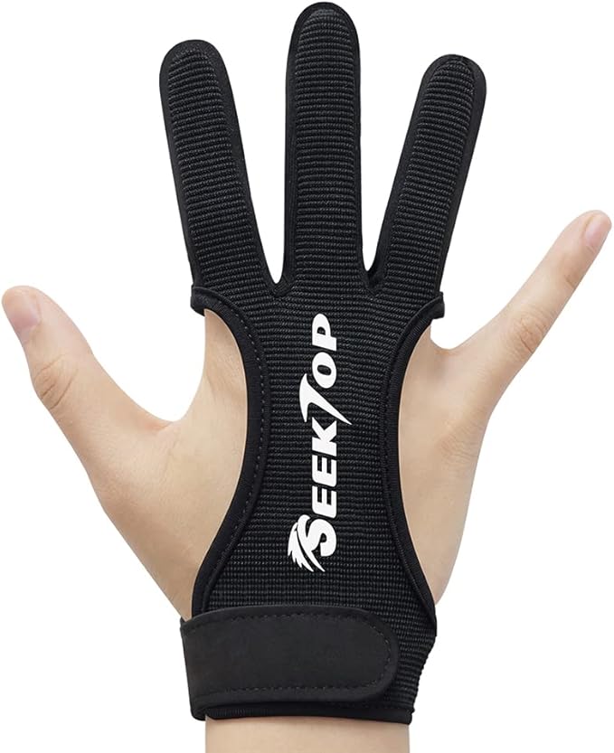 Seektop Archery Gloves Shooting Hunting Leather Three Finger Protector for Youth Adult Beginner