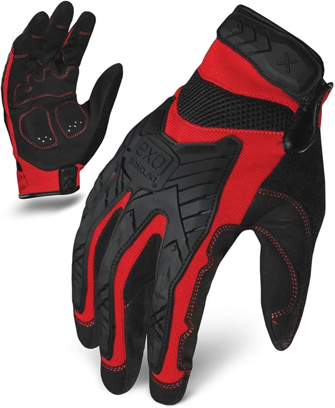 Ironclad EXO Motor Impact Glove; Work Gloves, TPR Impact Protection, (1 Pair), EXO2-MIGR-05-XL,Black & Red
