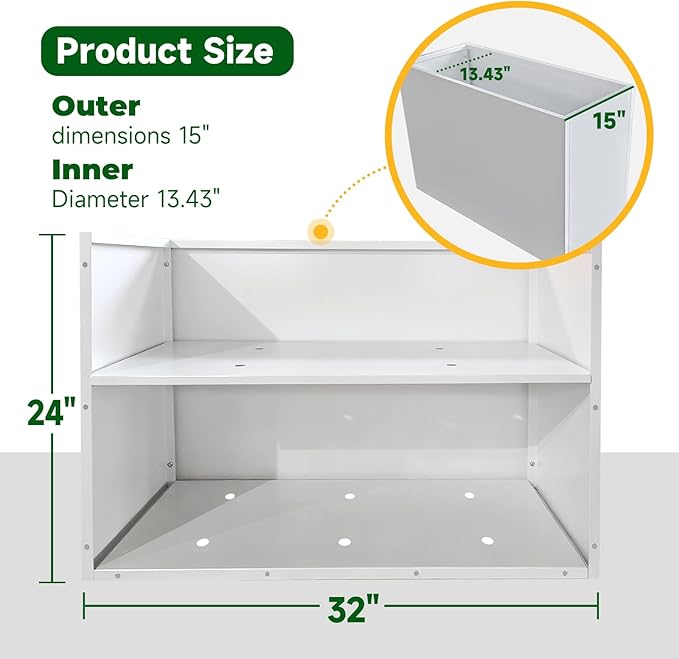 GZLVSOW White Steel Heavy Planter for Outdoor Plants Metal Rectangular Outdoor Planter Spliced Flower Box with Partitions for Outside,Indoor,Garden (White, 32 * 15 * 24)
