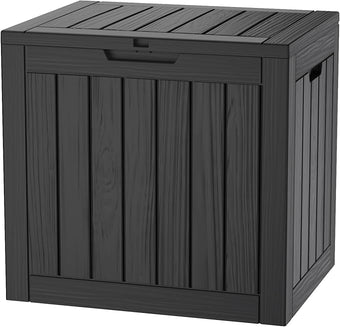 TARKARI 35 Gallon Lockable Resin Deck Box, Waterproof & UV-Resistant Outdoor Storage Box for Outdoor Cushion Storage, Garden Tools & Pool Accessories Storage, Black