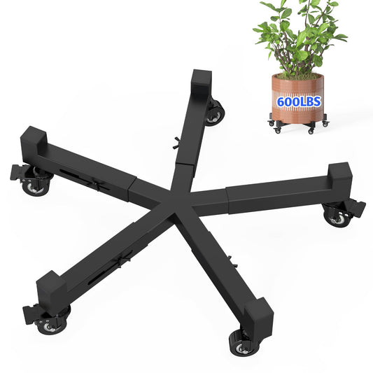 Plant Caddy With Wheels, Adjustable 13in to 20inch Metal Plant Stand