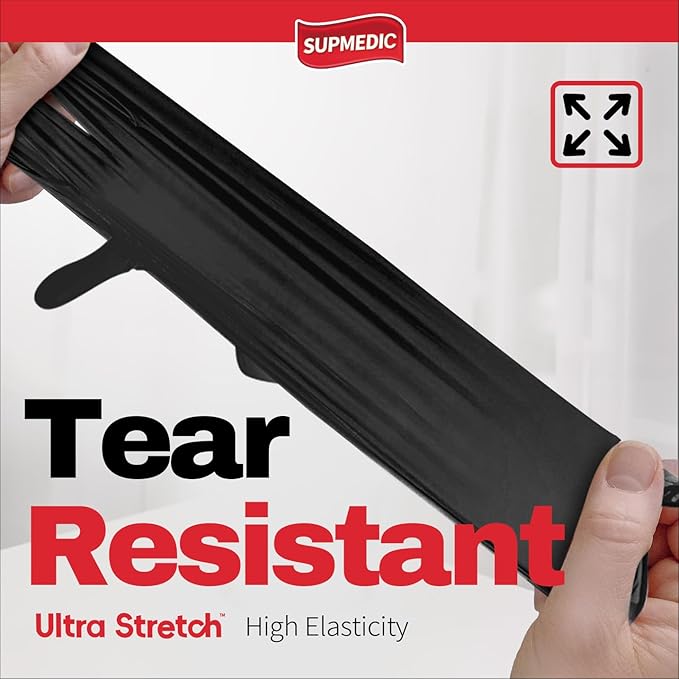Disposable Nitrile Gloves, 5Mil Chemical Resistant Powder-Free Latex-Free Glove Exam Cook Tattoo, Black Blue 100Pcs