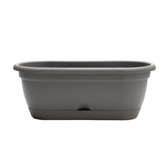 Bloem: Lucca Self Watering Window Box Planter: 18" - Charcoal Gray - Durable Long Lasting Plastic Pot, Indoor Outdoor Use, Gardening, 2.5 Gal Capacity
