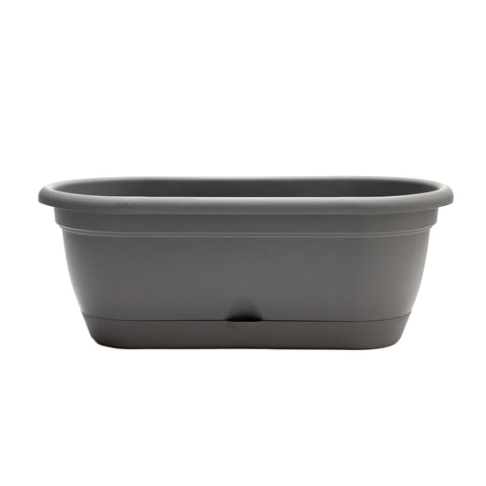 Bloem: Lucca Self Watering Window Box Planter: 18" - Charcoal Gray - Durable Long Lasting Plastic Pot, Indoor Outdoor Use, Gardening, 2.5 Gal Capacity