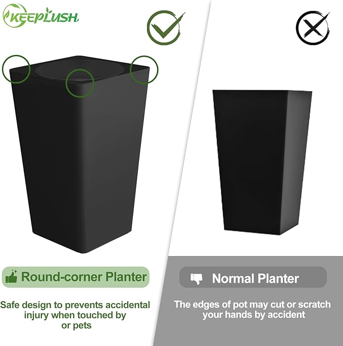 Keeplush 6FT Artificial Dracaena Tree - High-Density Foliage Fake Plant with Black Tall Planter - Faux Yucca Floor Plant for Home Office Decor Indoor