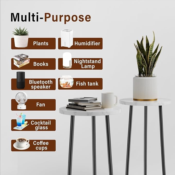 SAKSUN Plant Stand Indoor Outdoor: 2 Pack Indoor Plant Stand 20'' Convertible Multi-purpose Holder - Mid Century Modern Decor - Tall Plant Table for Living Room/Balcony/Garden/Patio