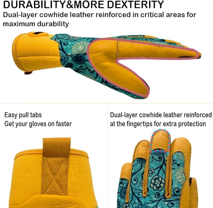 Thorn Proof&Puncture Resistant Gardening Gloves with Grip,Garden Glove for Women, Leather Yard Work Gifts