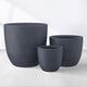 Kante 18",14",10" Dia Concrete Round Planters (Set of 3), Outdoor Indoor Large Planter Pots with Drainage Hole and Rubber Plug for Home Patio Garden, Dark Gray