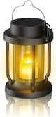 Solar Lantern Outdoor & Indoor Use – Hanging Solar Lights with Realistic Flickering Flameless Candle, Weatherproof for Gardens, Patios, Trees, and Lawns (Black + Amber, 1 Pack)