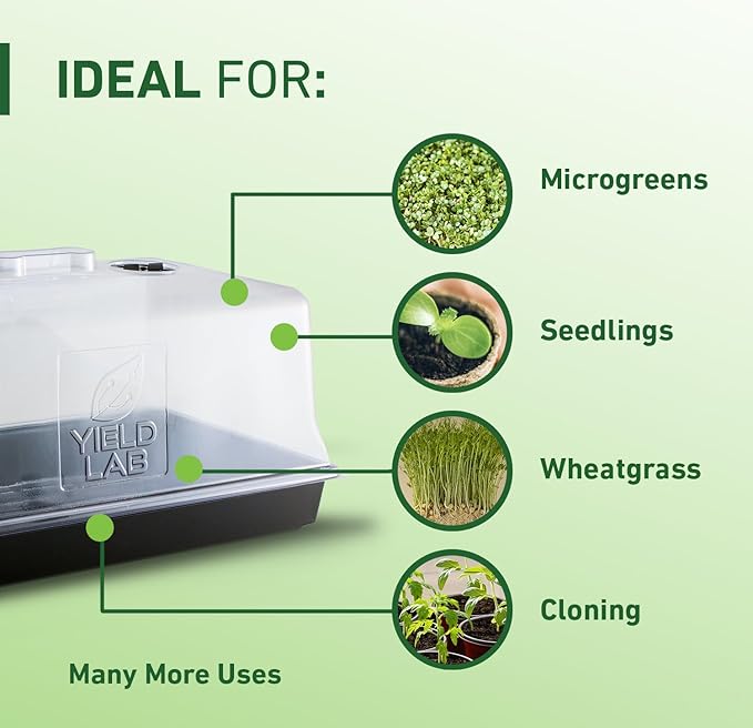 Yield Lab 7 Inch Propagation Dome - 10 Pack Humidity Vented Domes – Plant Growing Dome for Seedling, Germination, Soil & Hydroponic Horticulture