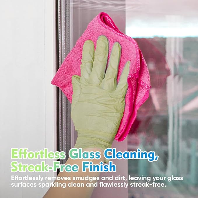 HOMEXCEL Microfiber Cleaning Cloth 20 Pack 11.5 x 11.5 Inch Microfiber Towels for Cars Ultra Absorbent Cleaning Rags Lint Free Cleaning Towels for Household Kitchen, Window Car Pink